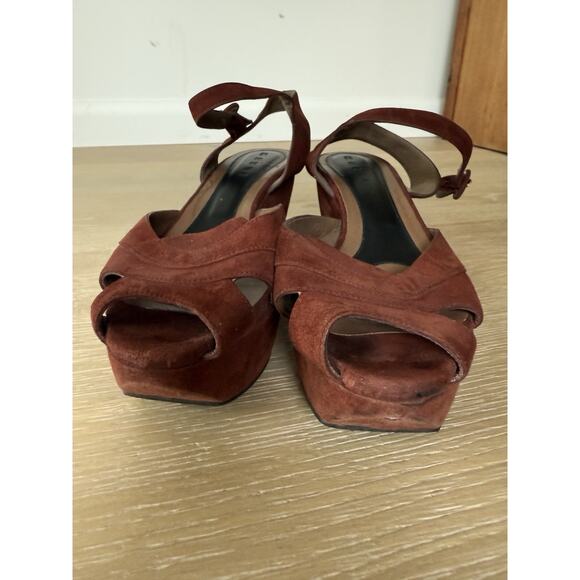 Marni Suede Brown Platform Sandals Size 40 US Size 9.5 - Picture 4 of 9
